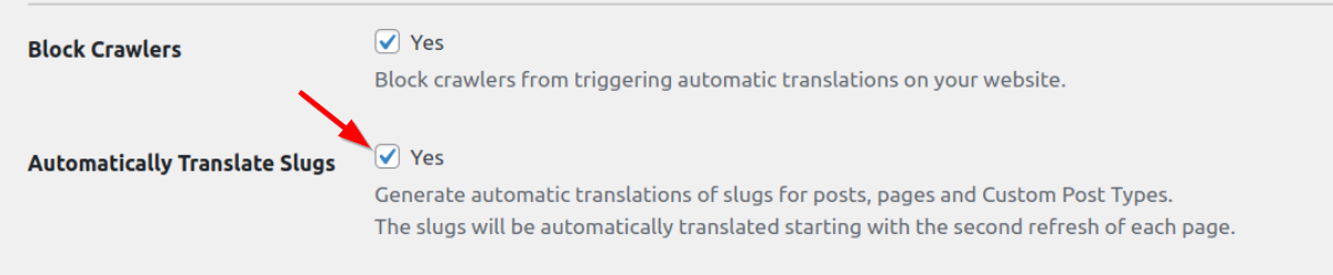 Auto translate slugs using TranslatePress