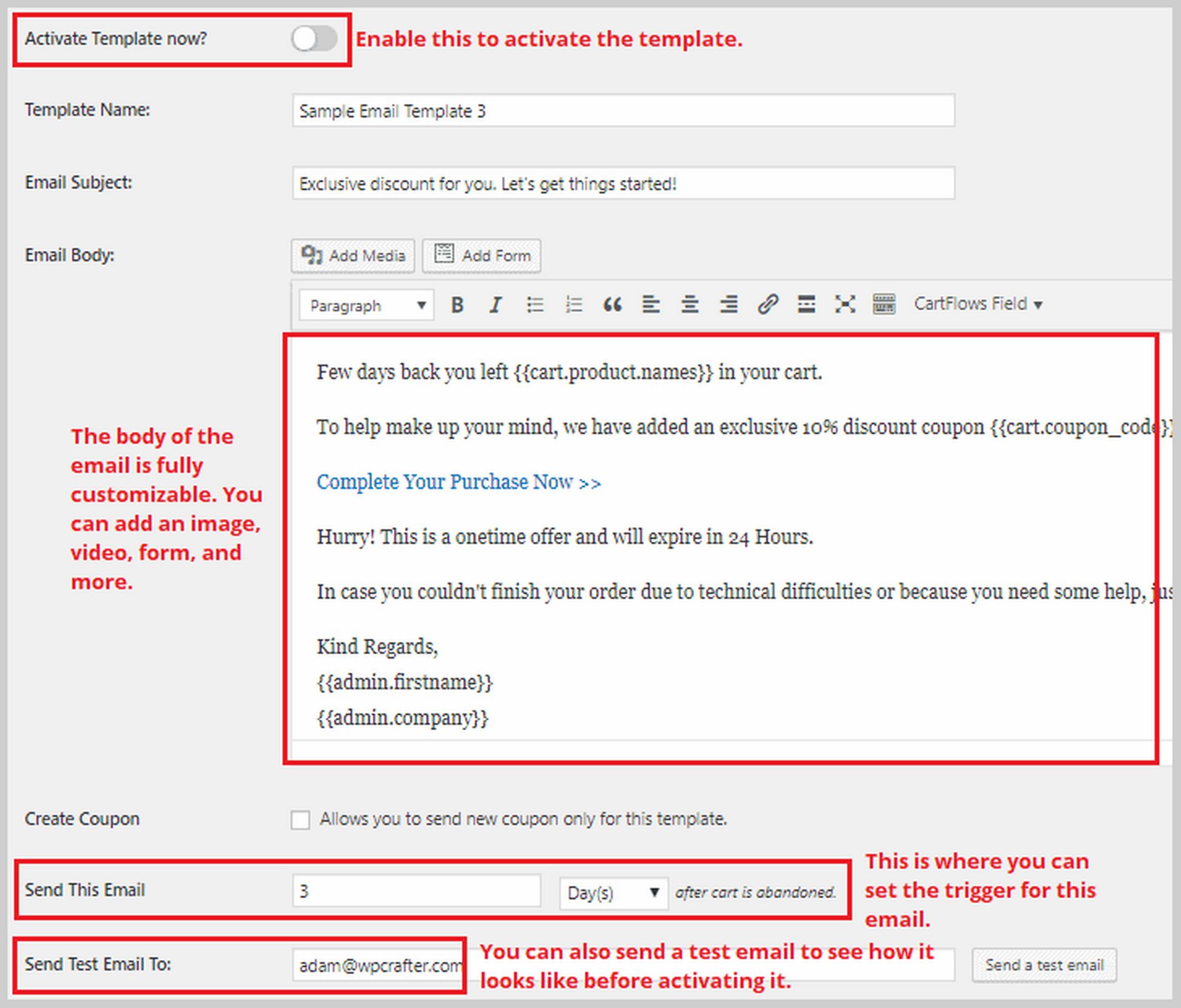 customizing followup emails