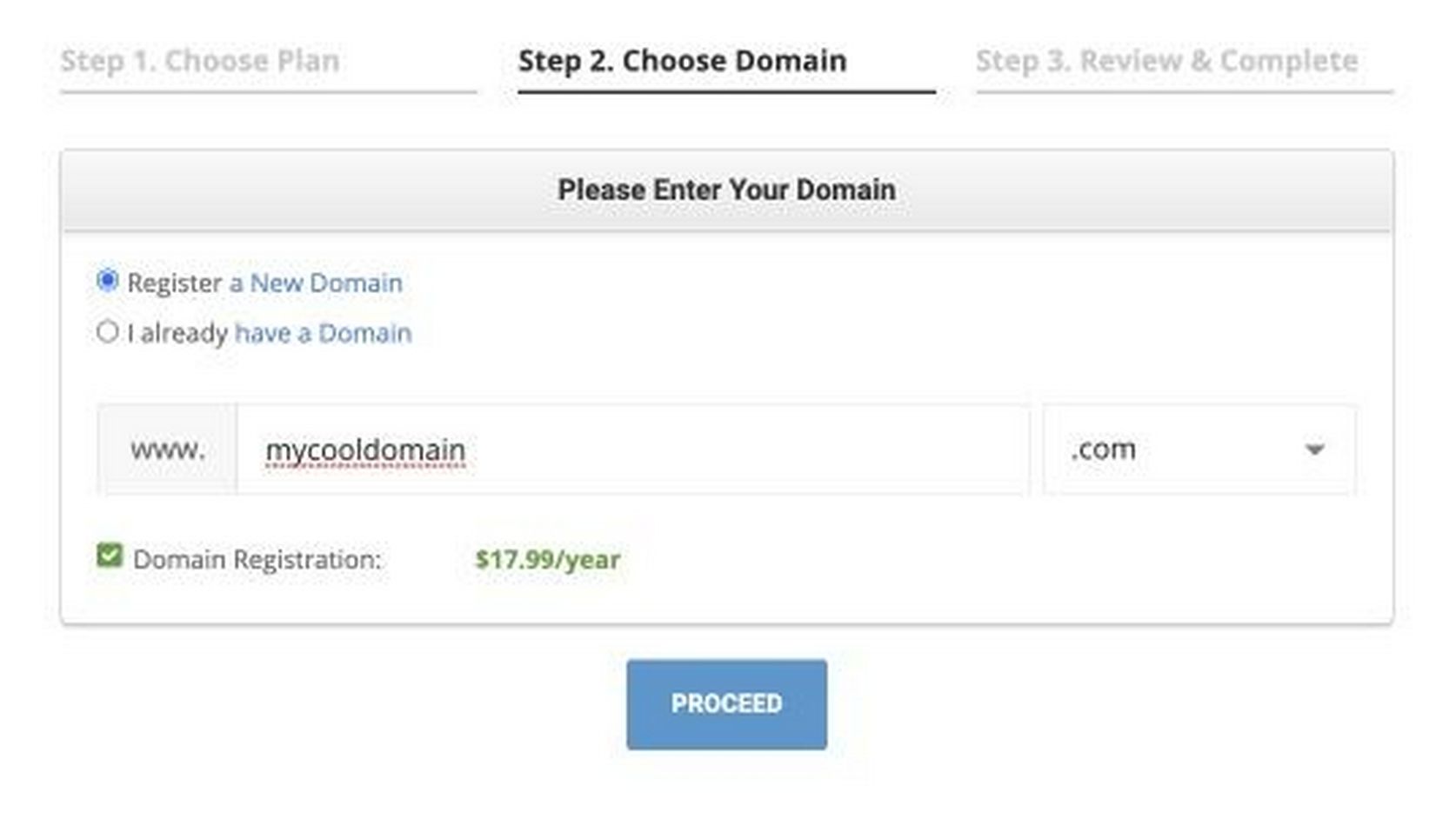 get domain name from siteground