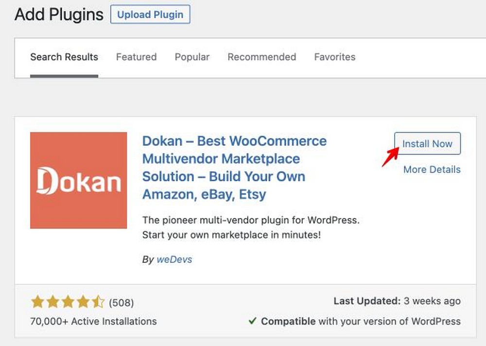 install dokan plugin in WordPress