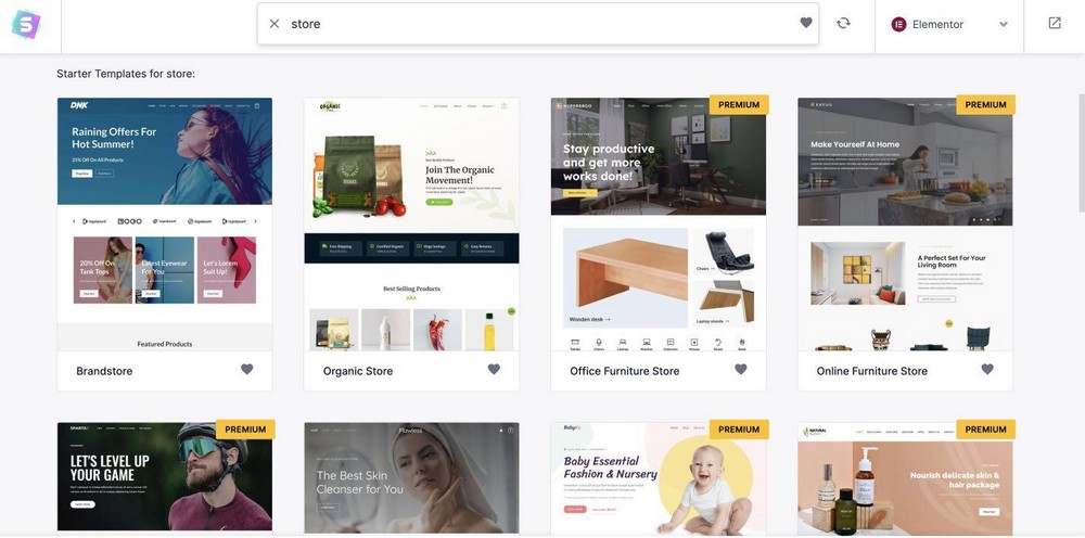 pick the ecommerce store template