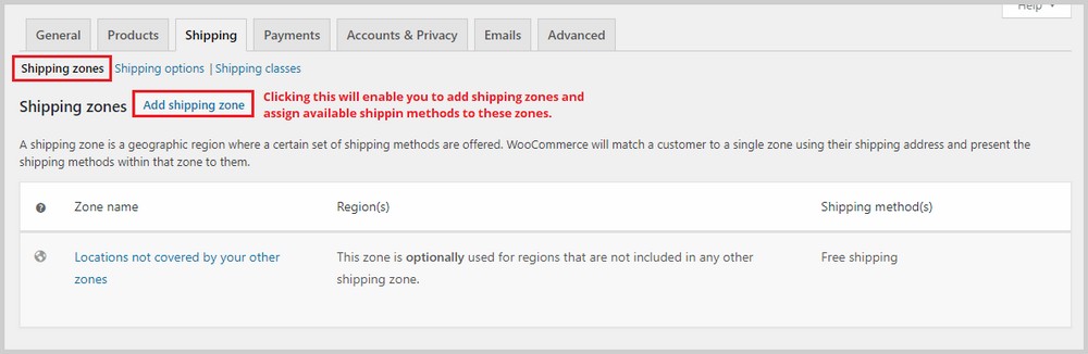 shipping zones