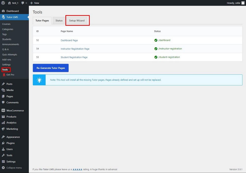 Tutor LMS setup