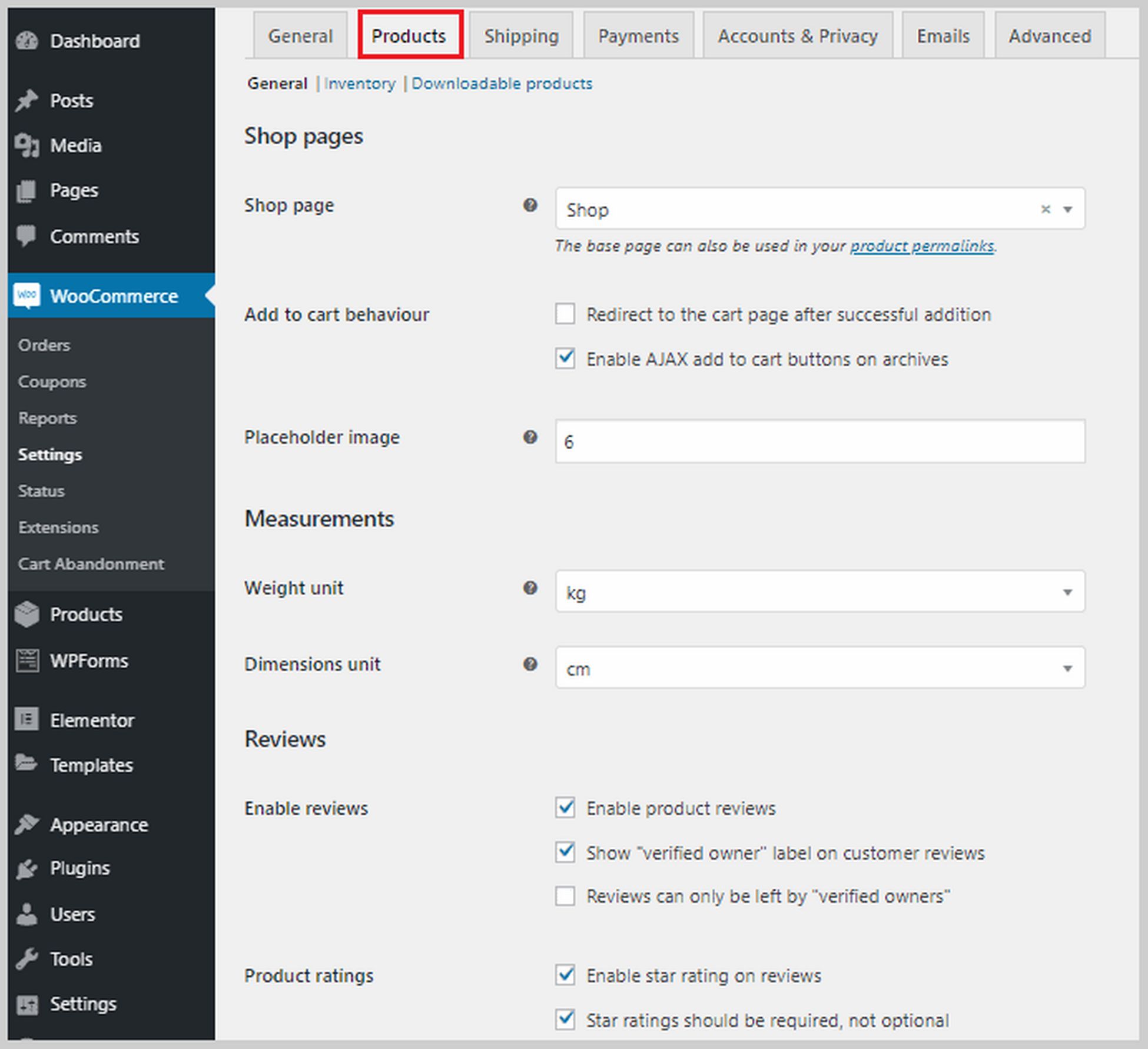 woocommerce product settings