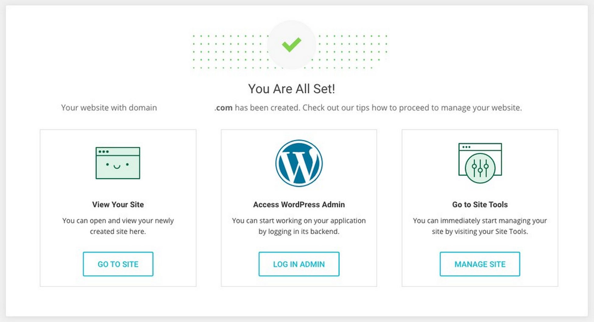 wordpress installed message siteground