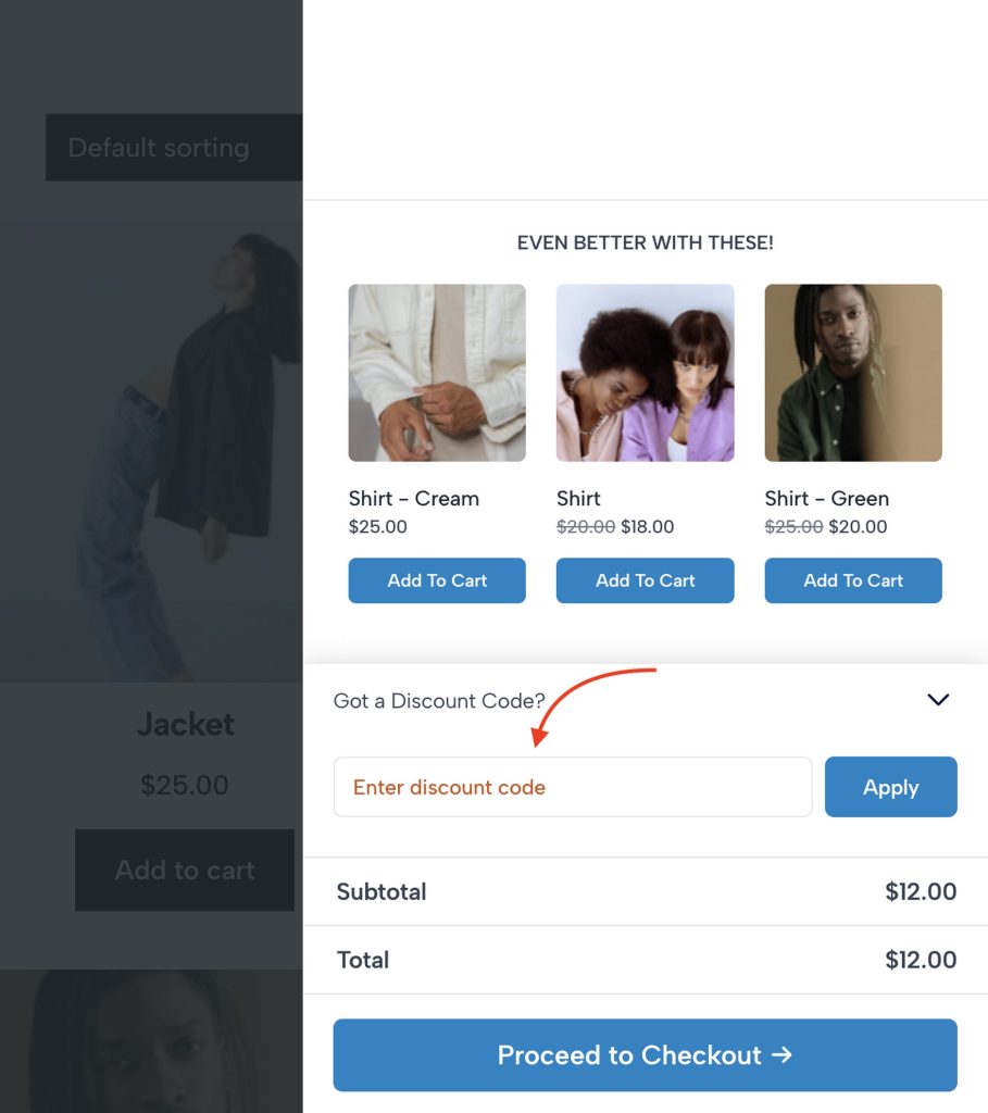 Modern Cart add coupon code in slide-out carts