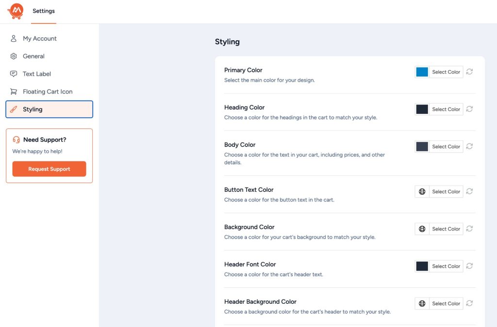 Modern Cart styling options